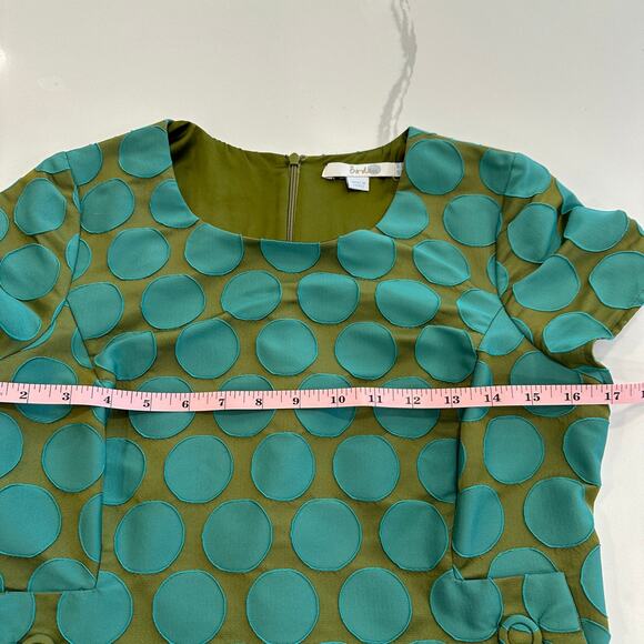 Boden Jacquard Green Teal Polka Dot Spot Dress - US 4 - Picture 6 of 14